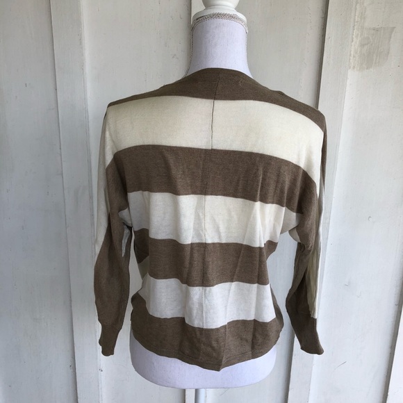 Cream and tan colored open cardigan - Picture 2 of 4